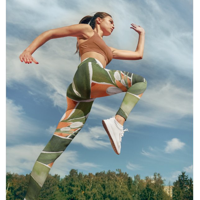 Leggings Tropcal Orange & Flowers Watercolor Pattern (Créateur téléchargé)