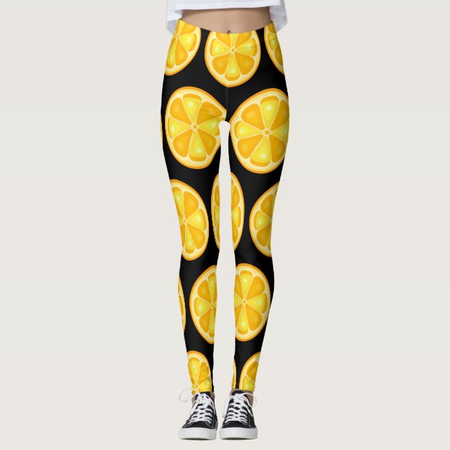 Leggings TROPICAL Citrus ÉTÉ FRUIT Orange citrons Tranche (Devant)
