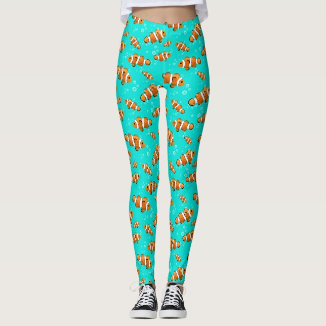 Leggings Tropical Clownfish & Bubbles Motif (Devant)