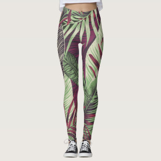 Leggings Tropical Exotic : Vert tendance sans couture