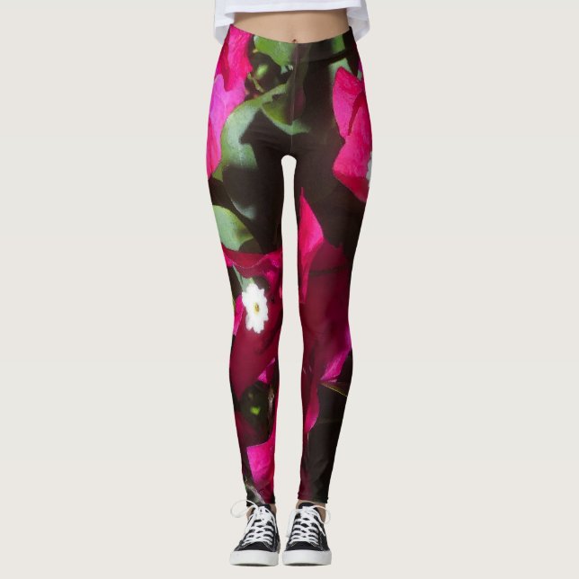 Leggings Tropical Floral Print, Retro Mood (Devant)