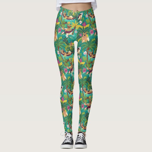 Leggings Tropical German Shepherd Beach Vibes (Devant)