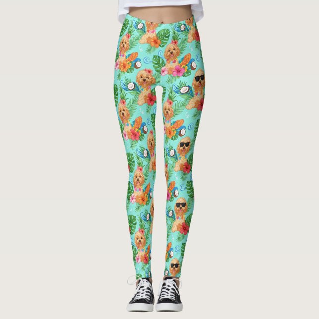 Leggings Tropical Goldendoodle Beach Vibes (Devant)