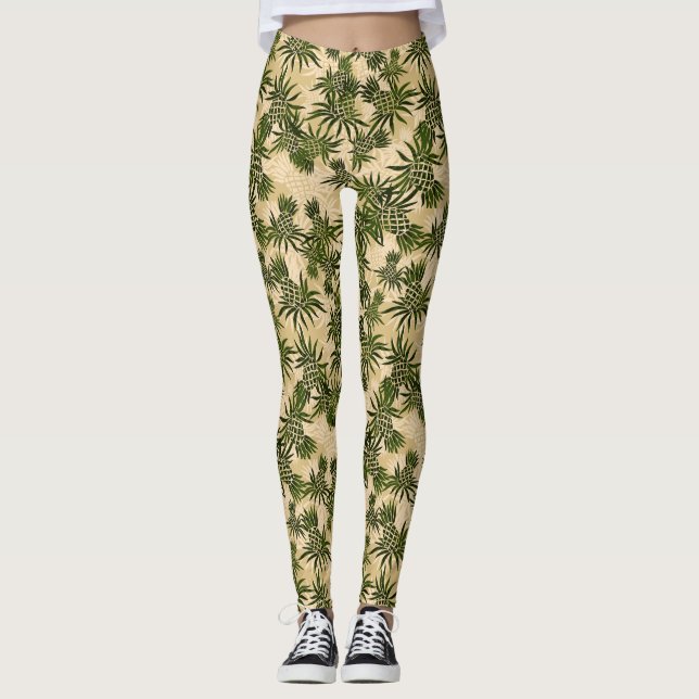 Leggings Tropical hawaïen de Camo d'ananas (Devant)