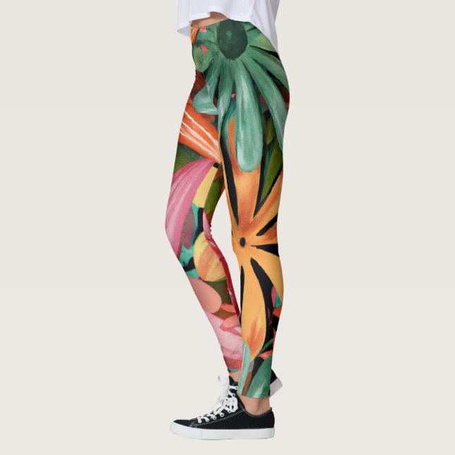 Leggings tropical/hawaïen/floral/fleur (Gauche)