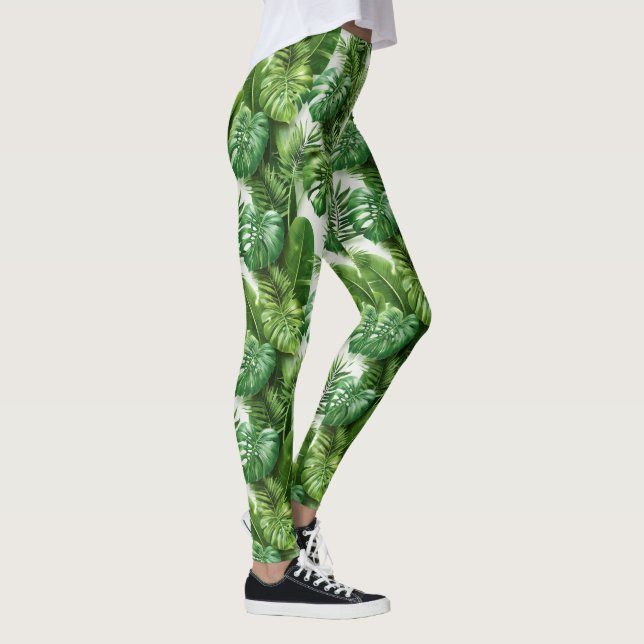 Leggings Tropical Leaves Green Botanical Pattern (Droite)