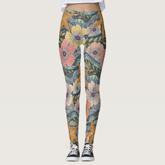 Leggings tropical waves earth (Devant)