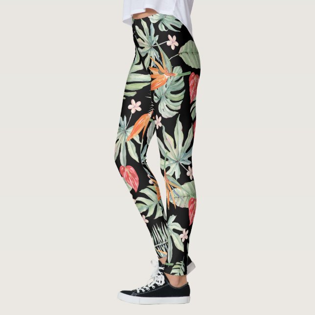 Leggings Tropiques foncées Imaginaire Fleur Foliage (Gauche)