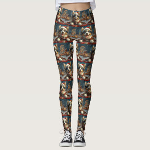 Leggings Trottinette de Noël Chien Heeler Bleu