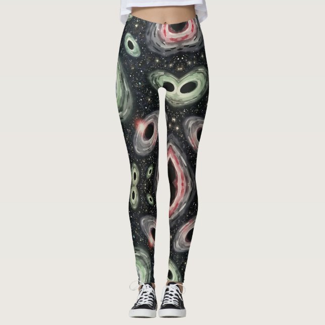 Leggings Trous Noirs Et Motif Éloigné (Devant)