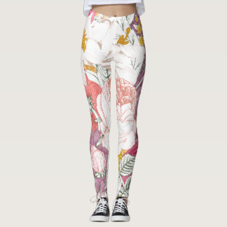Leggings trousers with modern floral pattern