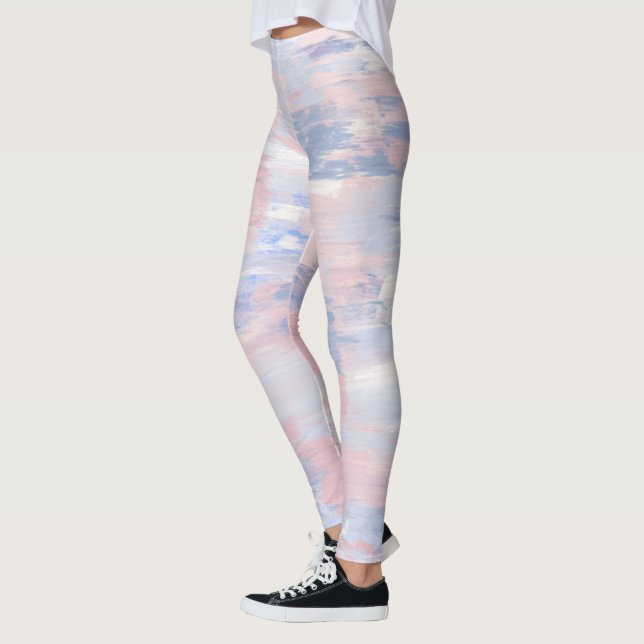 Leggings Trucs de peinture bleu et blanc Abstraits (Gauche)