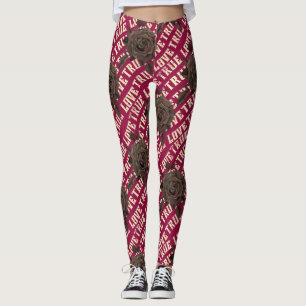 Leggings True Love Rose Romantique Saint Valentin B&W Leggi