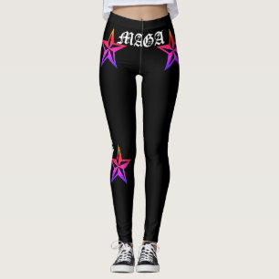 LEGGINGS TRUMP ! MAGA ! ÉTOILES NAUTIQUES TATTOO, NOIR