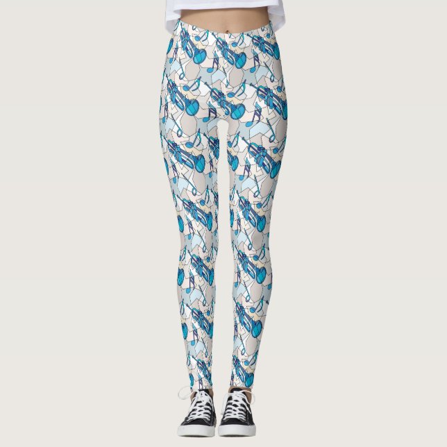 Leggings Trumpet Music Notes Fragments (Devant)