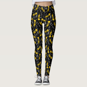 Leggings Trumpet Music Notes Motif