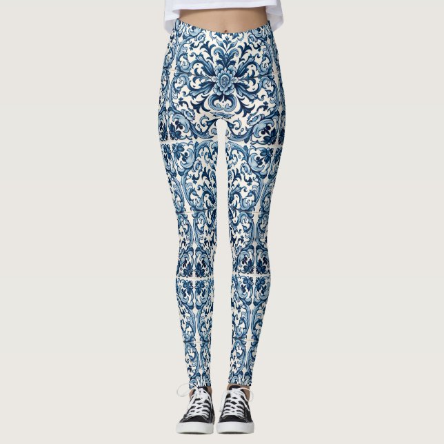 Leggings Tuile bleue portugaise (Devant)