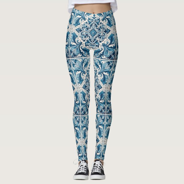 Leggings Tuile bleue portugaise (Devant)