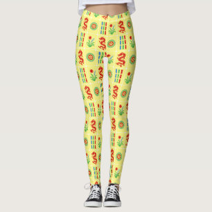 Leggings Tuiles de Mahjong LG #4 Rouge Vert Bleu Jaune