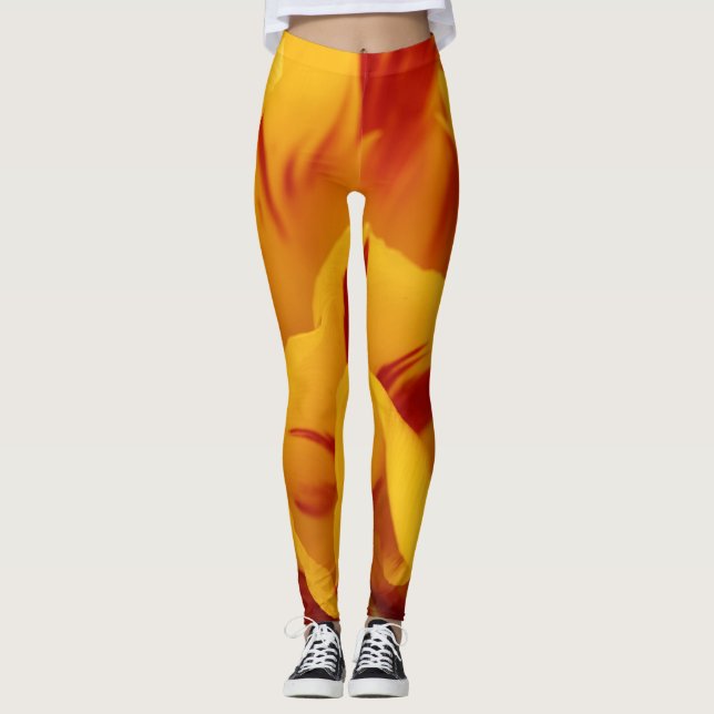 Leggings Tulipe Monsella Rouge Or Élégante à Deux Tons (Devant)