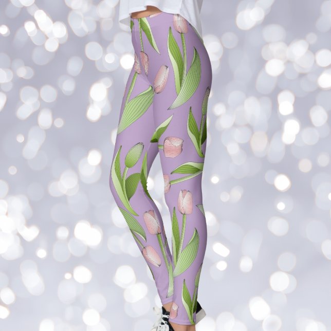 Leggings Tulipe rose moderne violet clair (Créateur téléchargé)