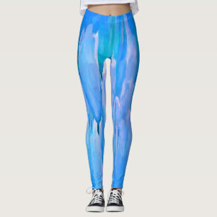 Leggings Tulipes bleues Abstraites motifs floraux