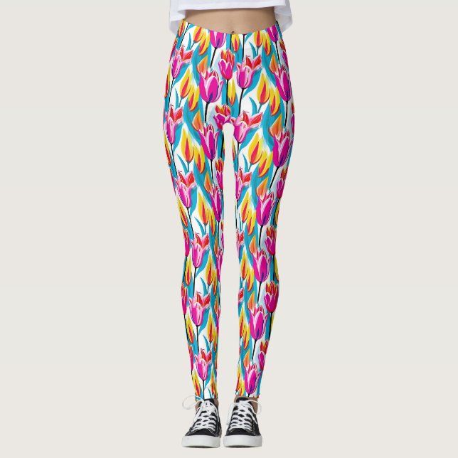 Leggings Tulipes d'art pop (Devant)