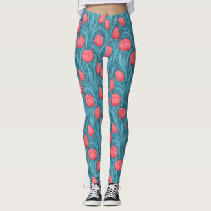 Leggings Tulipes en bleu et rouge