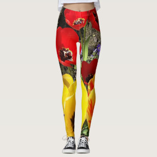 Leggings Tulipes jaunes et rouges 