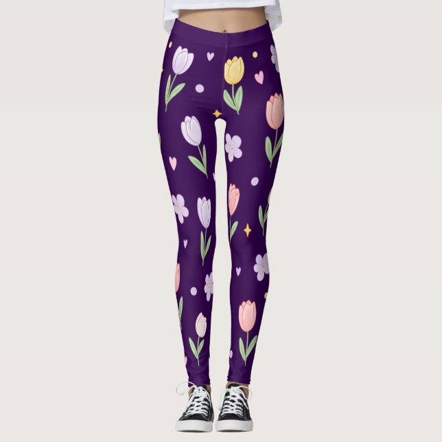 Leggings Tulipes pastel (Devant)