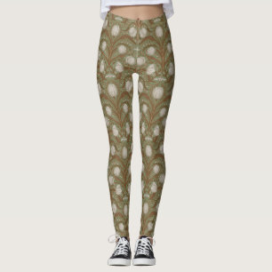 Leggings Tulipes Rétro Nouveau dans des tons de sauge et ma