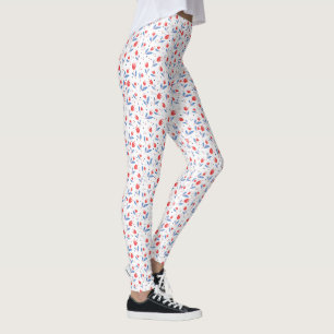 Leggings Tulipes rouges sur fond blanc