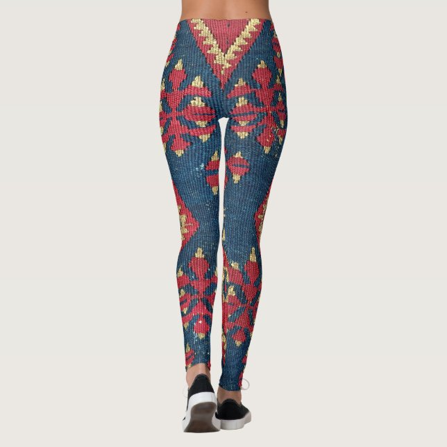 Leggings Turc Kilim Tapis tapis Antique Rouge Bleu (Dos)