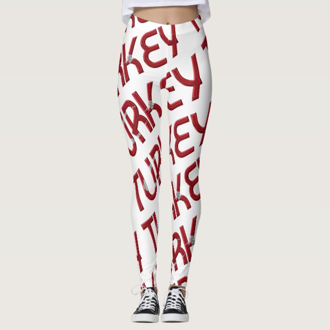 Leggings Turquie Drapeau turc Motif de typographie (Devant)
