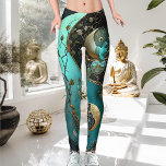Leggings Turquoise and Cyan Yin and Yang Meditation Yoga<br><div class="desc">Let your unique, spiritual side shine alongside a modern, contemporary vibe with the Shy Shy Panda Turquoise and Cyan Yin and Yang Meditation Yoga Leggings. These intricate bottoms come in trend setting turquoise and cyan, detailed with mysterious goldish tones. Find energy and peace with this fashionable sports-luxe wear, perfect for...</div>