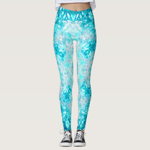 Leggings Turquoise Aqua Blue Floral
