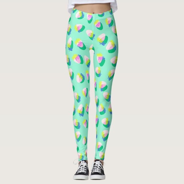 Leggings Turquoise aux fraises (Devant)