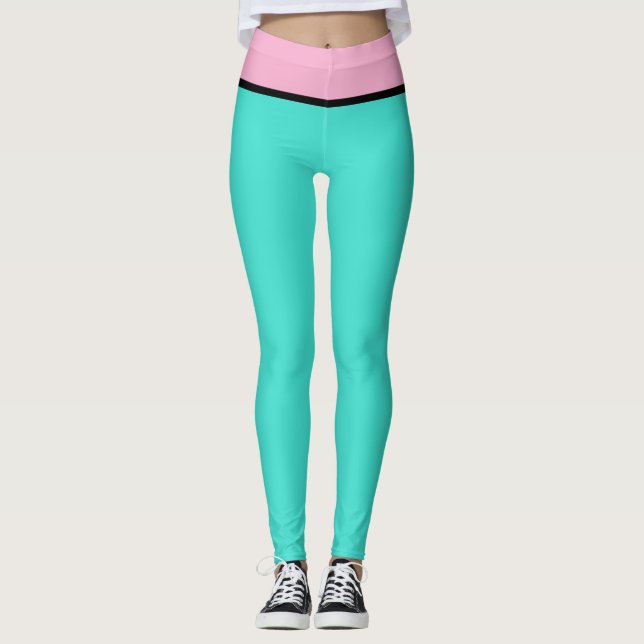 Leggings Turquoise Bleu et Rose (Devant)