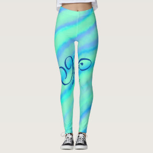 Leggings Turquoise bleu vert filigranes ajouter votre monog