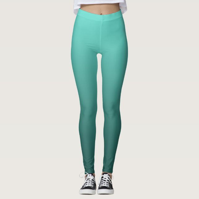 Leggings Turquoise de dégradé neutre et plat (Devant)