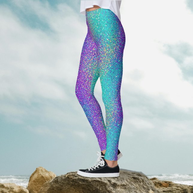 Leggings Turquoise Dégradé Violet Pailleté Fête  (Créateur téléchargé)
