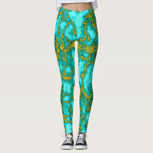 Leggings Turquoise et or