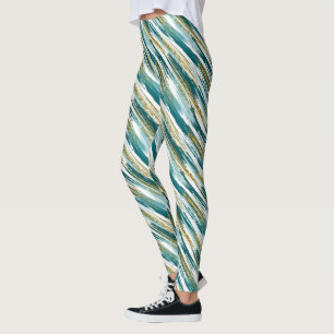Leggings Turquoise Gold Faux Parties scintillant Moderne Ab