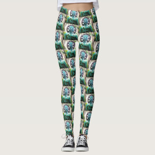 Leggings Turquoise Hawaii Bouddha Motif Paix Tropical