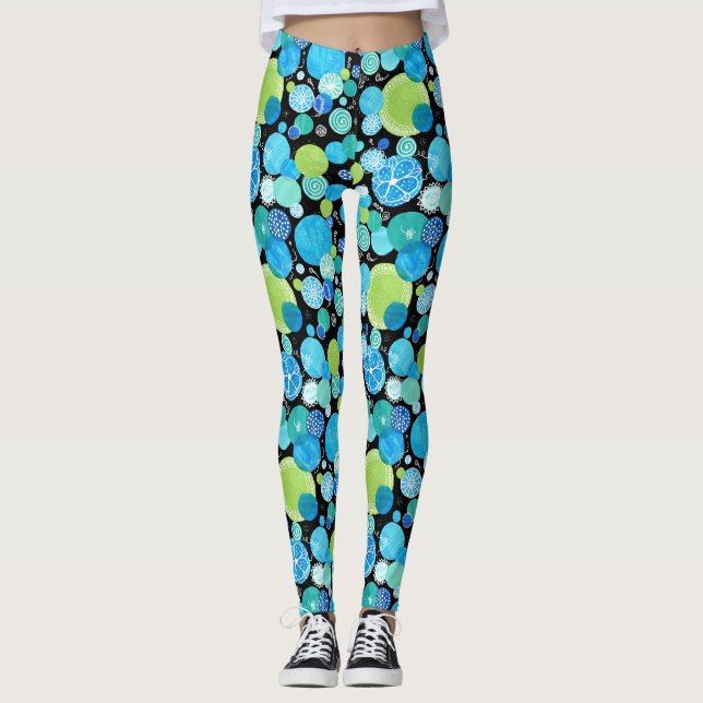 Leggings Turquoise ironique bleu néon vert émeraude sur noi (Devant)