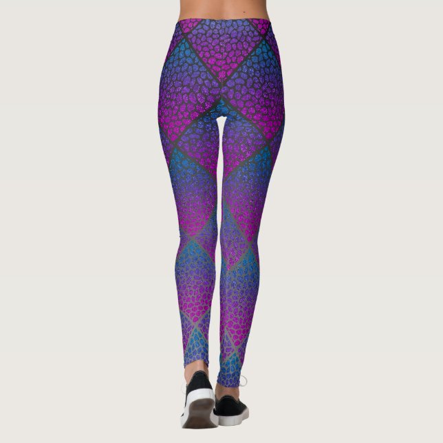 Leggings Turquoise moderne Poster de animal de diamants de  (Dos)
