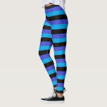 Leggings Turquoise, noir et bleu<br><div class="desc">art numérique Abstrait de rayures turquoise,  noire et bleue.</div>