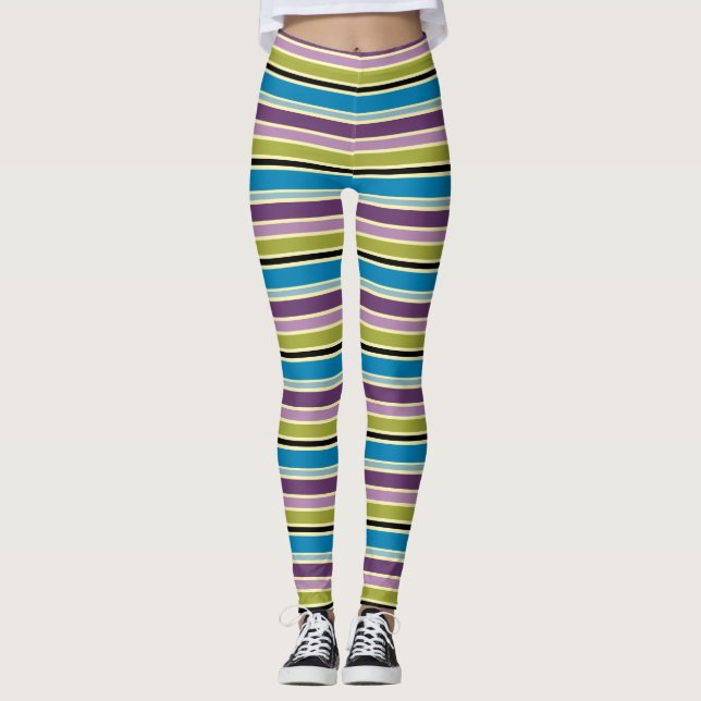 Leggings Turquoise pourpre et mauve (Devant)