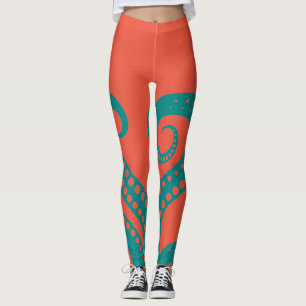 Leggings Turquoises Abstraits de Tentacles d'Octop