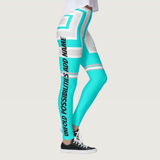 leggings turquoises, blancs et gris (Droite)
